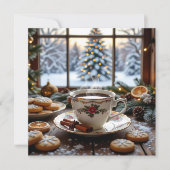 Weihnachtskaffee und Cookies Winterfensterwelt Karte (Vorderseite)