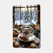 Weihnachtskaffee und Cookies Winterfensterwelt Ornament Aus Metall (Vorderseite links)