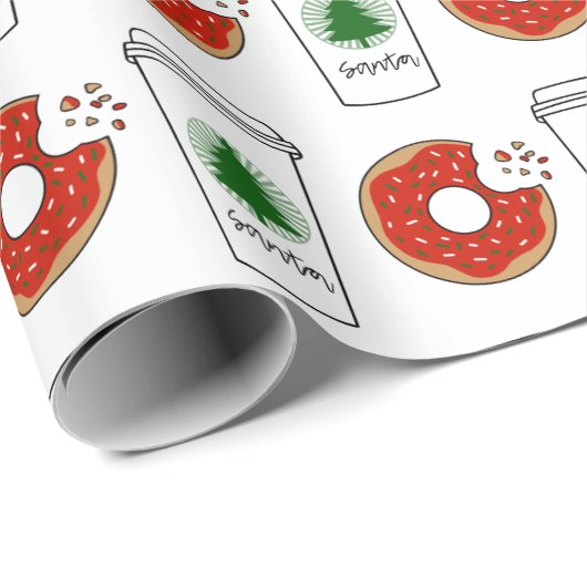 Weihnachtskaffee und Donuts Weihnachten Geschenkpapier (Rolleneckpunkt)