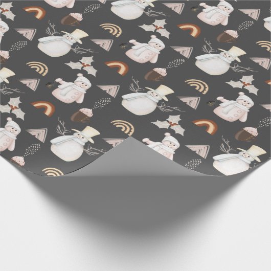 Weihnachtskaffee und Snowmen Geschenkpapier (Ecke)