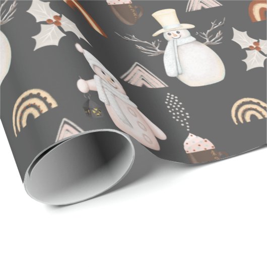 Weihnachtskaffee und Snowmen Geschenkpapier (Rolleneckpunkt)