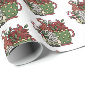 Weihnachtskaffee-Zwerge Geschenkpapier (Rolleneckpunkt)