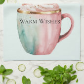 Weihnachtskakao Gold Pink Minze Warme Wünsche Geschirrtuch (Gefaltet)