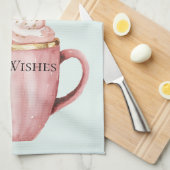 Weihnachtskakao Gold Pink Minze Warme Wünsche Geschirrtuch (Viertel Falte)