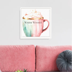 Weihnachtskakao Gold Pink Minze Warme Wünsche Leinwanddruck