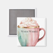 Weihnachtskakao Gold Pink Minze Warme Wünsche Magnet (Vorderseite/Rückseite)