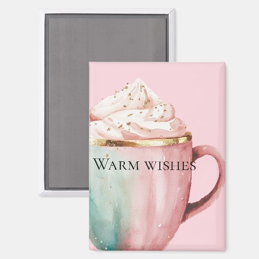 Weihnachtskakao Gold Rosa Minze Warme Wünsche Magnet (Vorderseite/Rückseite)