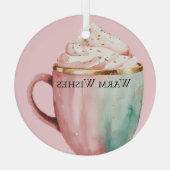 Weihnachtskakao Gold Rosa Minze Warme Wünsche Ornament Aus Glas (Rückseite)