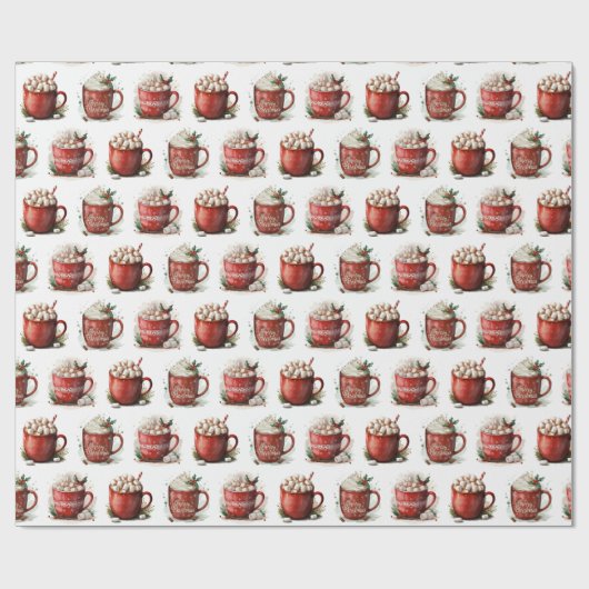 Weihnachtskakao in Aquarellen in Roten Tasse Geschenkpapier (Flach)