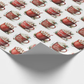 Weihnachtskakao in Aquarellen in Roten Tasse Geschenkpapier (Ecke)