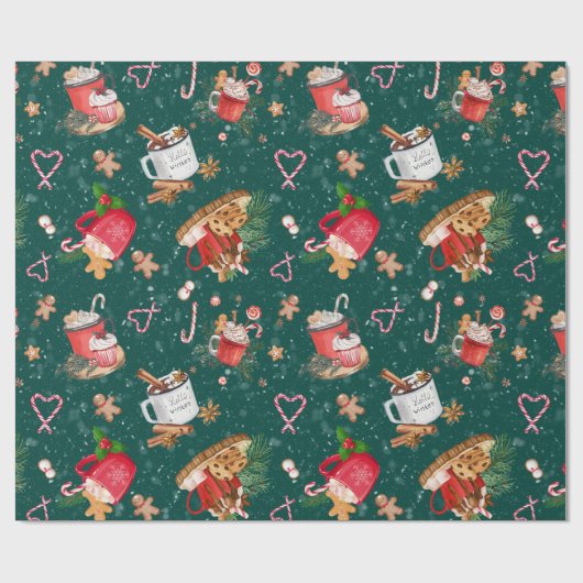 Weihnachtskakao mit Marshmallows-Tasse Geschenkpapier (Flach)