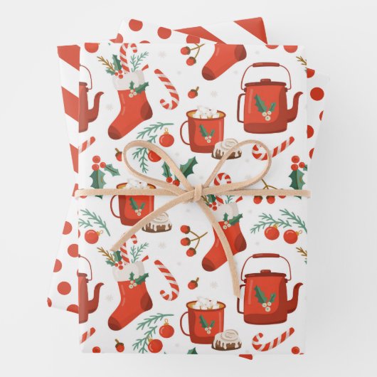 Weihnachtskakao Strumpf Wrapping Paper Set 3 Geschenkpapier Set (Beispiel)
