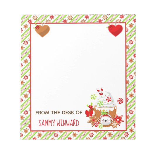 Weihnachtskakao und Cookies Grüner Notepad Notizblock (Vorderseite)