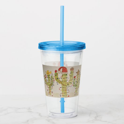 Weihnachtskaktus Acryltrinkbecher (Vorderseite)