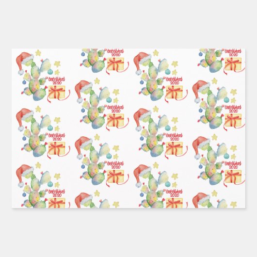 Weihnachtskaktus Covid 2020 Geschenkpapier Set (Vorderseite 3)