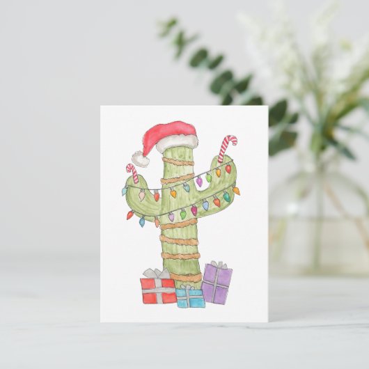 Weihnachtskaktus Feiertagskarte (Stehend Vorderseite)