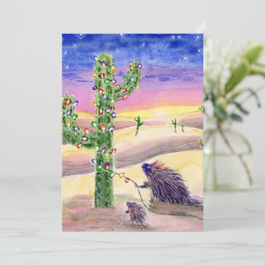 Weihnachtskaktus Feiertagskarte (Stehend Vorderseite)