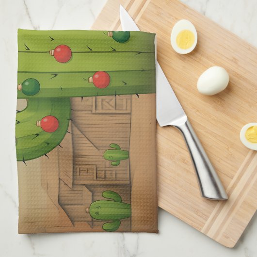 Weihnachtskaktus Geschirrtuch (Viertel Falte)