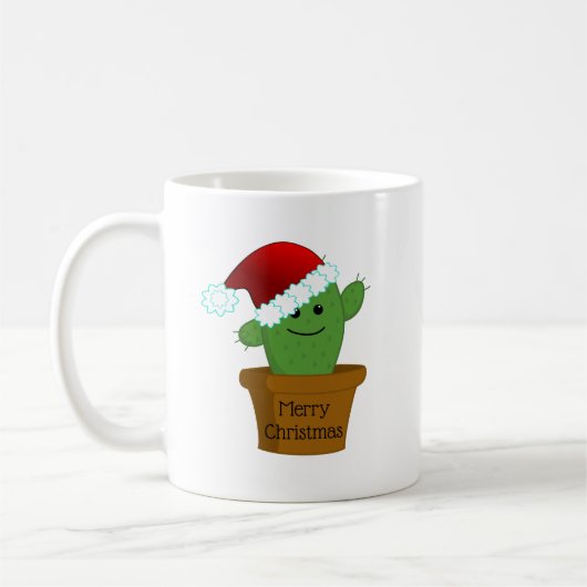 Weihnachtskaktus in einer Weihnachtsmannmütze Kaffeetasse (Links)