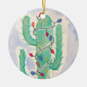 Weihnachtskaktus Keramik Ornament