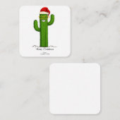 Weihnachtskaktus mit Weihnachtsmannmütze & Brille Mitteilungskarte (Vorne/Hinten)