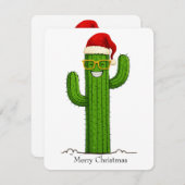 Weihnachtskaktus mit Weihnachtsmannmütze & Brille RSVP Karte (Vorne/Hinten)