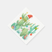 Weihnachtskaktus mit Weihnachtsmannmütze & Ornamen Serviette (Ecke)