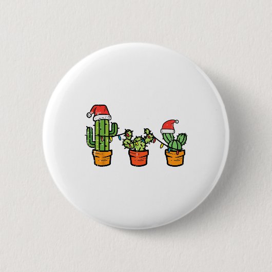 Weihnachtskaktus Niedlich Sukkulente Pflanze Xmas Button (Vorderseite)