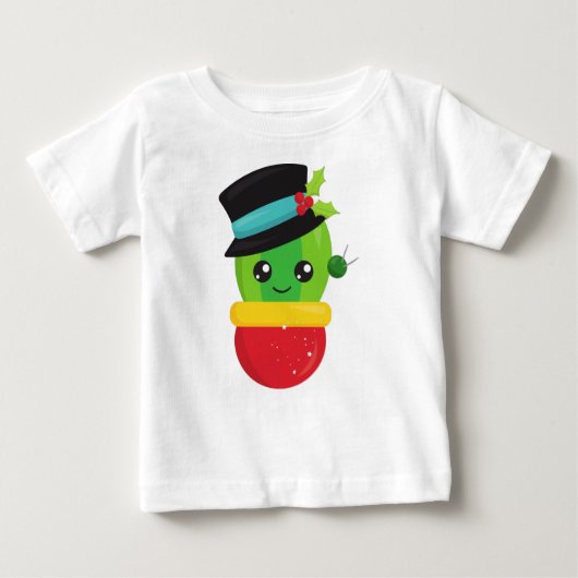 Weihnachtskaktus, Niedlicher Kaktus, Hut, Mistleto Baby T-shirt (Vorderseite)