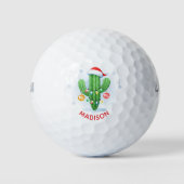 Weihnachtskaktus Niedlicher Personalisierter Name Golfball (Vorderseite)