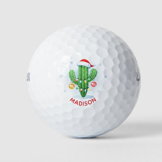 Weihnachtskaktus Niedlicher Personalisierter Name Golfball (Vorderseite)