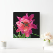 Weihnachtskaktus Quadratische Wanduhr (Zuhause)