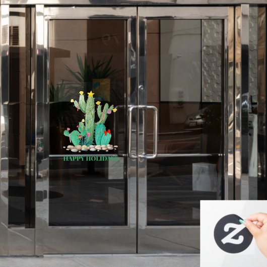 Weihnachtskaktus Südwestwüste Fensteraufkleber (Büro Tür)