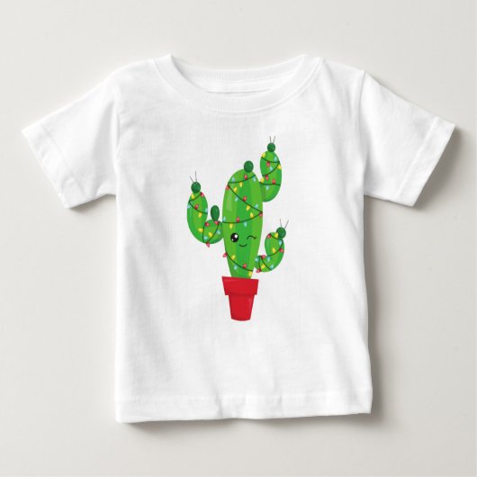 Weihnachtskaktus, Weihnachtsleuchten, Niedliche Ka Baby T-shirt (Vorderseite)