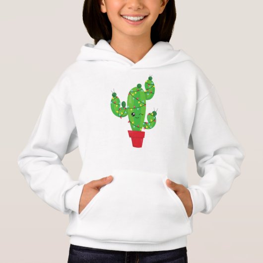 Weihnachtskaktus, Weihnachtsleuchten, Niedliche Ka Hoodie (Vorderseite)
