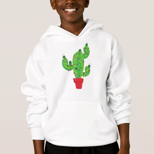 Weihnachtskaktus, Weihnachtsleuchten, Niedliche Ka Hoodie (Vorderseite)