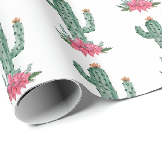 Weihnachtskaktus Western Muster Geschenkpapier (Rolleneckpunkt)
