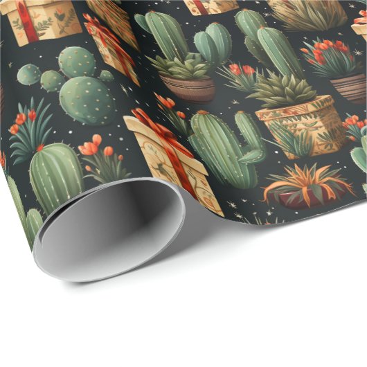 Weihnachtskaktus Winterurlaub Südwestwüste Geschenkpapier (Rolleneckpunkt)