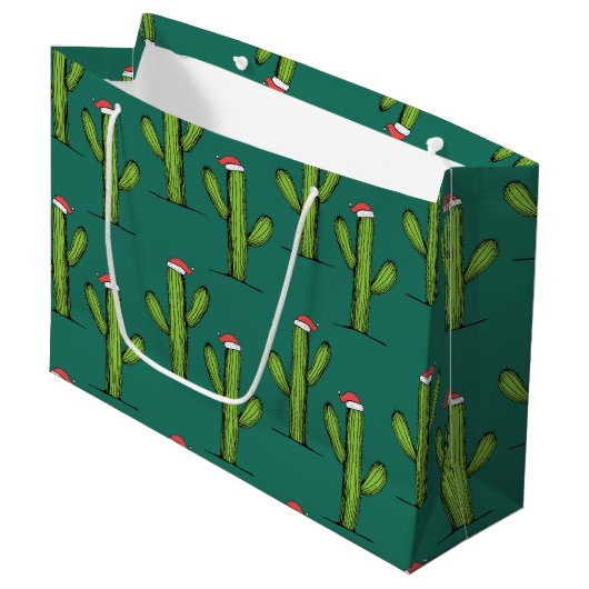 Weihnachtskaktus Wrapping Paper Large Große Geschenktüte (Vorderseite Schrägansicht)