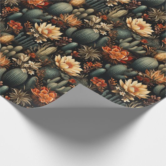 Weihnachtskaktus Wüste Südwest Burnt Orange Geschenkpapier (Ecke)
