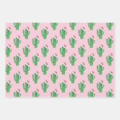 Weihnachtskaktusmuster Santa Cacti. Grünrosa Geschenkpapier Set (Vorderseite 3)