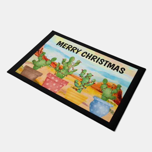 Weihnachtskaktuspforten Fußmatte (Schrägansicht)