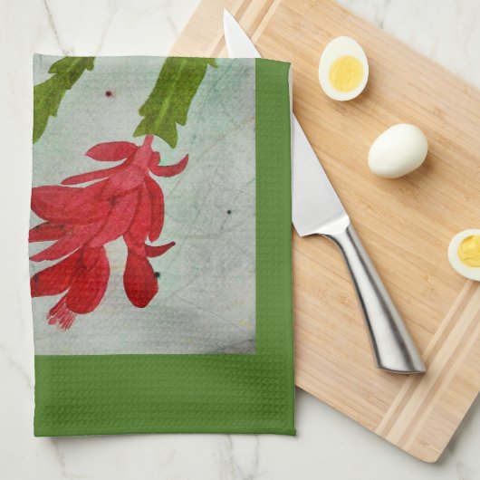 Weihnachtskaktuss-Aquarell Handtuch (Viertel Falte)