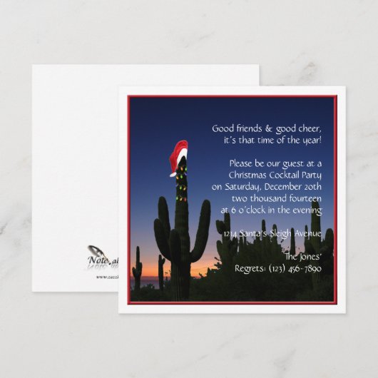 Weihnachtskaktuss-Party Einladung (Vorne/Hinten)