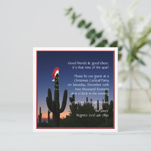 Weihnachtskaktuss-Party Einladung (Stehend Vorderseite)
