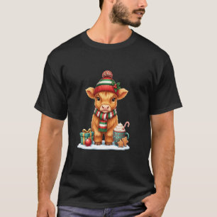 Weihnachtskalb mit Hut und Schal Süße Feiertage  T-Shirt