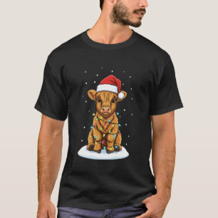 Weihnachtskalb mit Weihnachtsmannmütze und Festbel T-Shirt