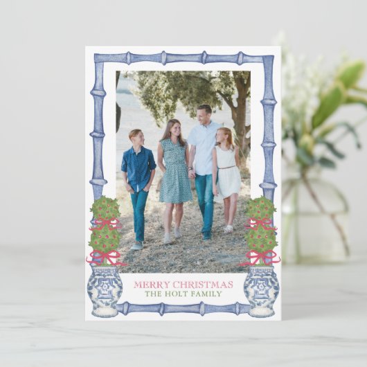 Weihnachtskalender Bambus Foto Feiertagskarte (Stehend Vorderseite)