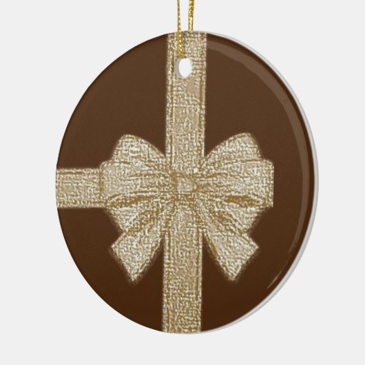 Weihnachtskalender, Beige Bow Keramik Ornament (Links)