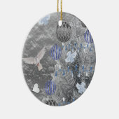 Weihnachtskalender, blaues Silber Keramik Ornament (Rechts)